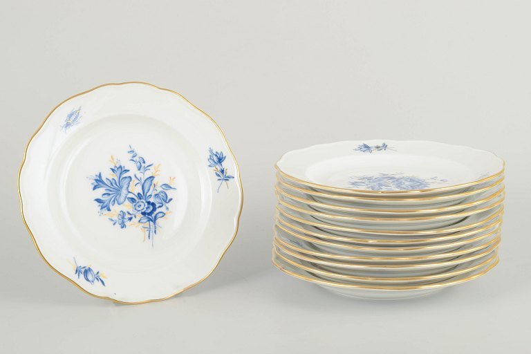 Meissen12 tallerkener,  tidligt 1900-tal.