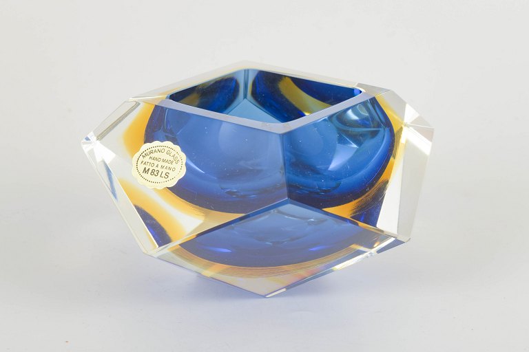 MuranoFacetteret art glass skål, 1970’erne.