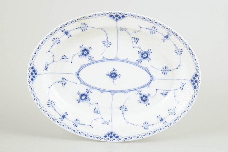 Royal CopenhagenBlue Fluted Half Lace Oval Dish, 1950s.