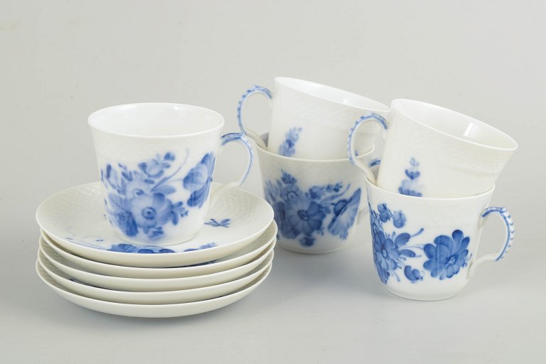 Royal Copenhagen, blå blomst flettet kaffekopper, sæt af 5.