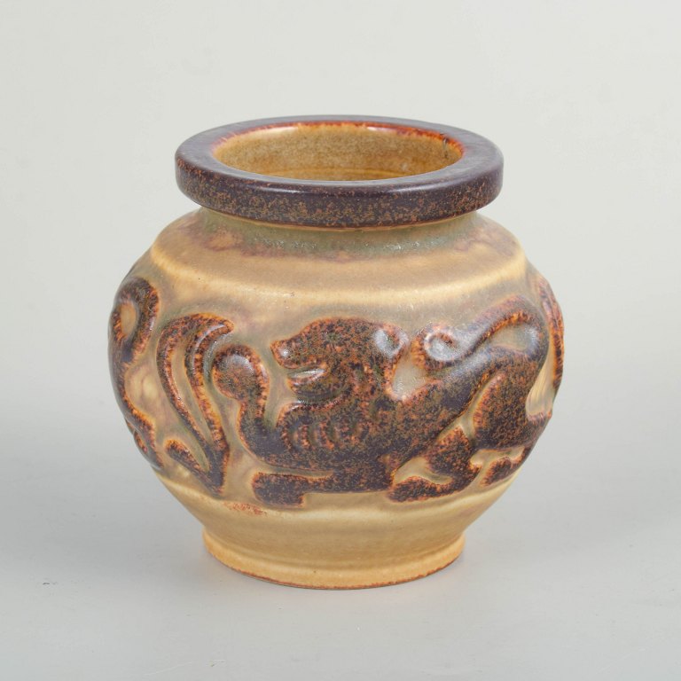 Michael Andersen & Son, Bornholm, relief-decorated vase.