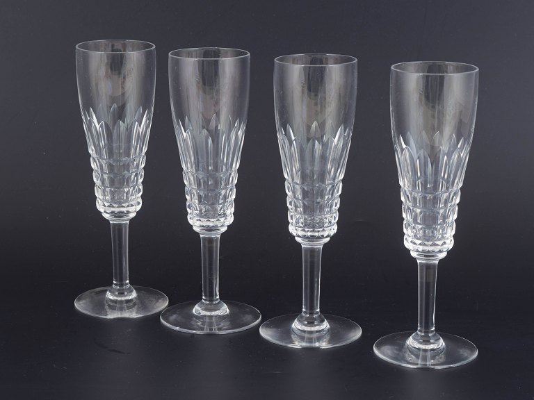 Fransk krystal, sæt på fire champagneglas.