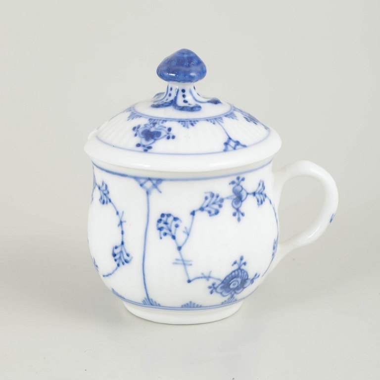 Royal Copenhagen, Blue Fluted Plain cream cup with lid.