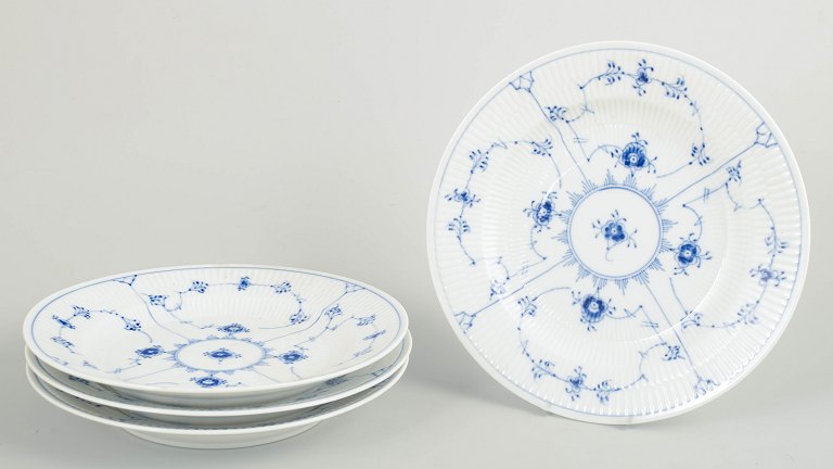 Royal Copenhagen Blue Fluted Plain, set of four dinner plates.