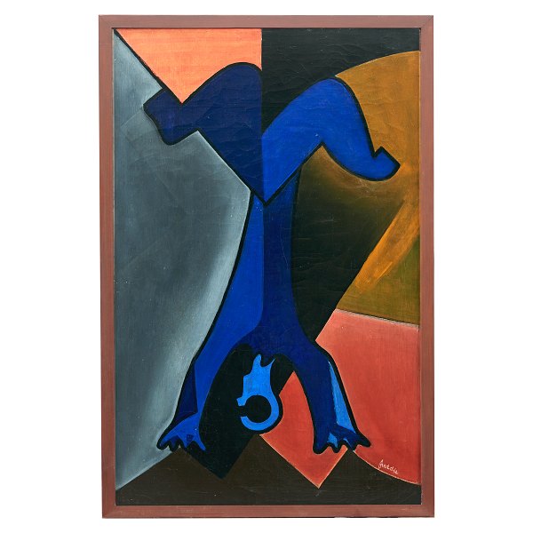 Wilhelm Freddie maleri. Wilhelm Freddie, 1909-95, olie på lærred. "Akrobat Oh". Signeret og dateret 1930. Mål: 110x70cm
