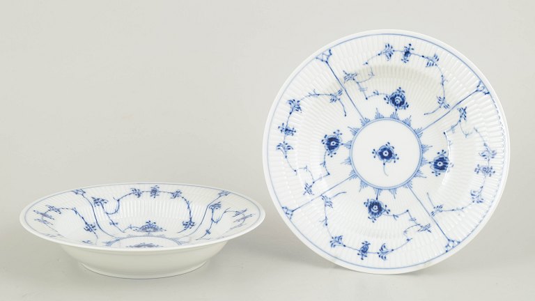 Royal Copenhagen Blue Fluted Plain deep plates, set of two.