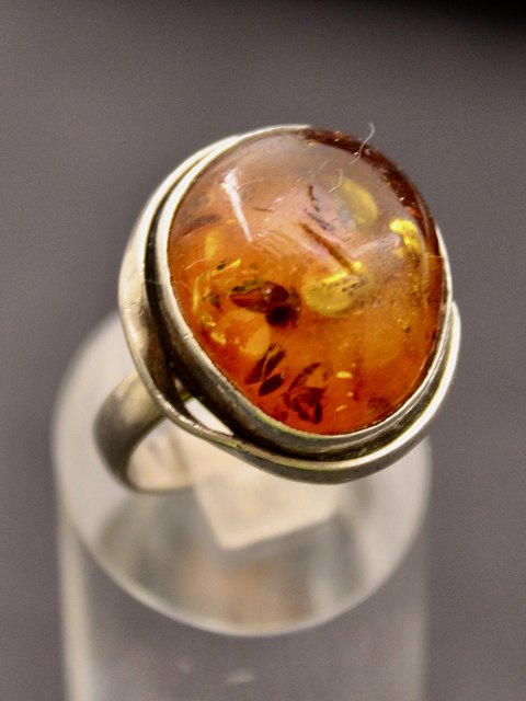 Sterling sølv ring med rav
