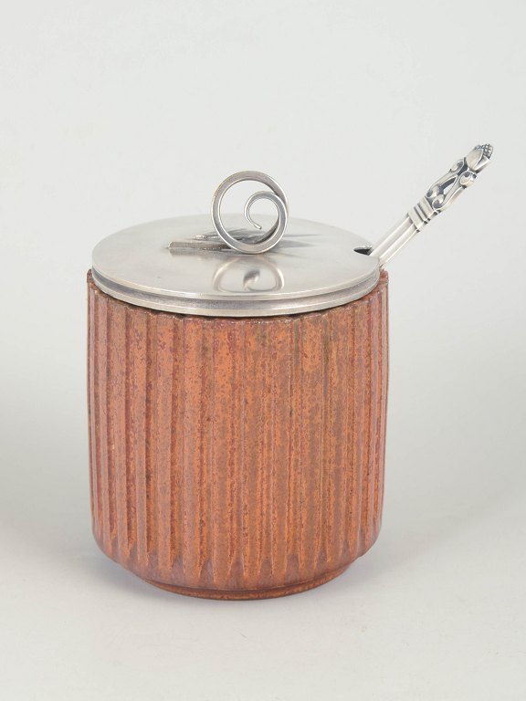 Arne Bang, jam jar with lid and spoon.