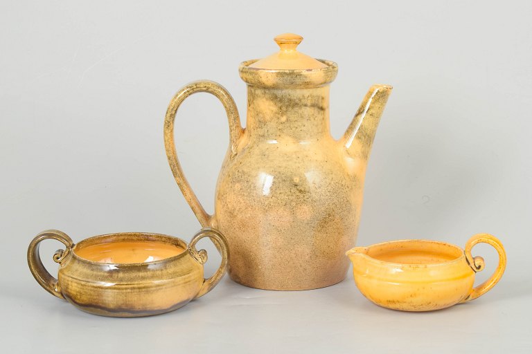 Kähler, coffee set with coffee pot, sugar bowl and creamer.