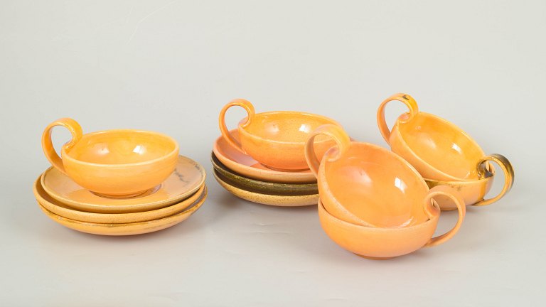 Kähler, set of six teacups with matching saucers.