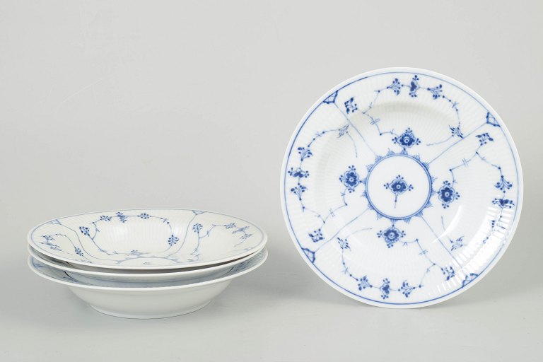Royal Copenhagen Blue Fluted Plain, set of four pasta plates.