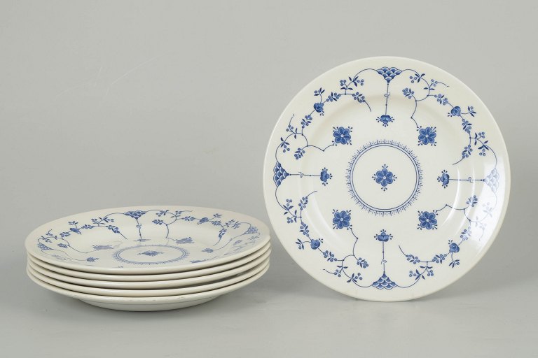 Set of six salad plates in blue fluted style by Churchill Staffordshire.