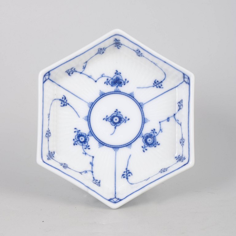 Royal Copenhagen Blue Fluted Plain, rare hexagonal dish.
