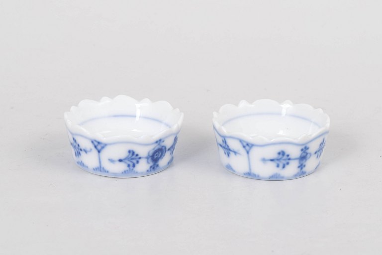 Royal Copenhagen Blue Fluted Plain, set of two salt jars.