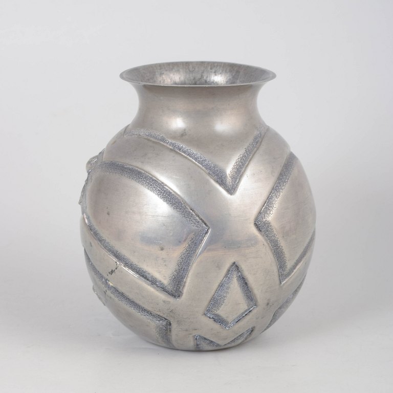 F. Armand for Art Etain, art deco pewter vase.