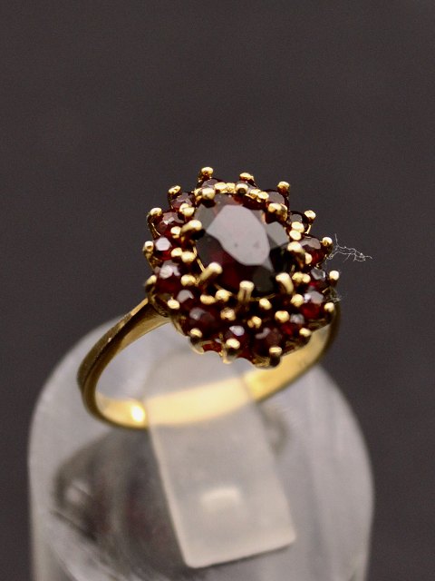 14 karat guld ring med talrige granater