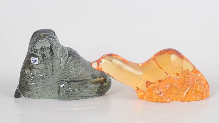 Paul Hoff for Kosta Boda/Orrefors, sæt af to glasfigurer.