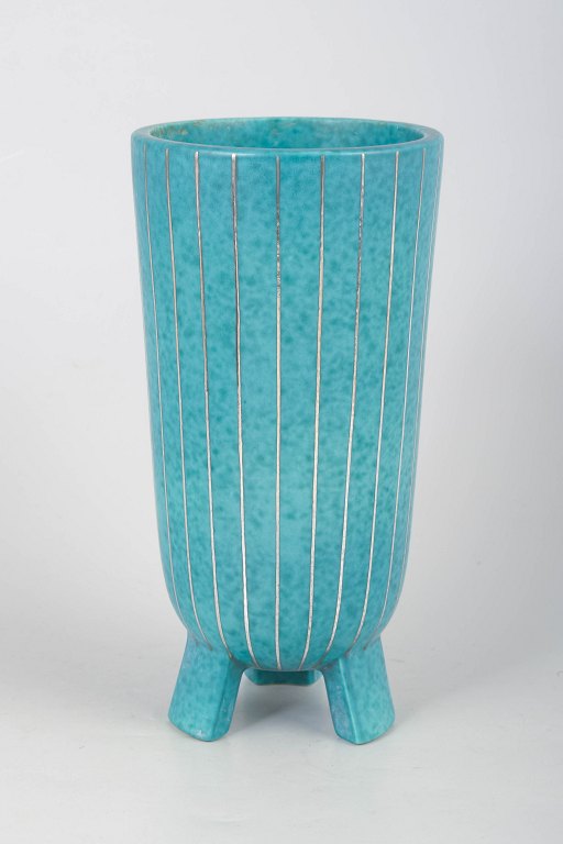 Wilhelm Kåge for Gustavsberg, large tripod Argenta vase.