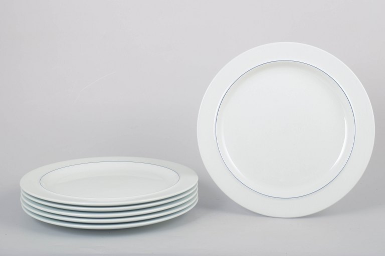 Grethe Meyer for Royal Copenhagen, set of six Blue Line dinner plates.
