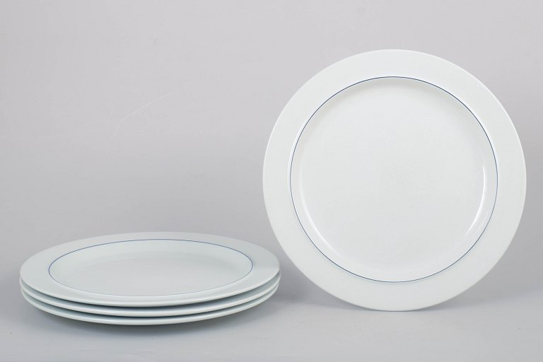 Grethe Meyer for Royal Copenhagen, set of four Blue Line dinner plates.