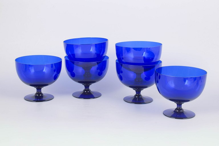 Monica Bratt for Reijmyre, set of six art glass stemmed cups.