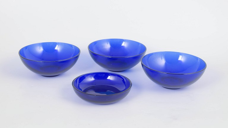 Monica Bratt for Reijmyre, set of four art glass bowls.