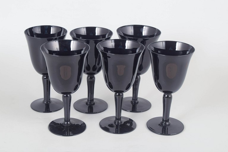 Swedish glass maker, set of six wine glasses.