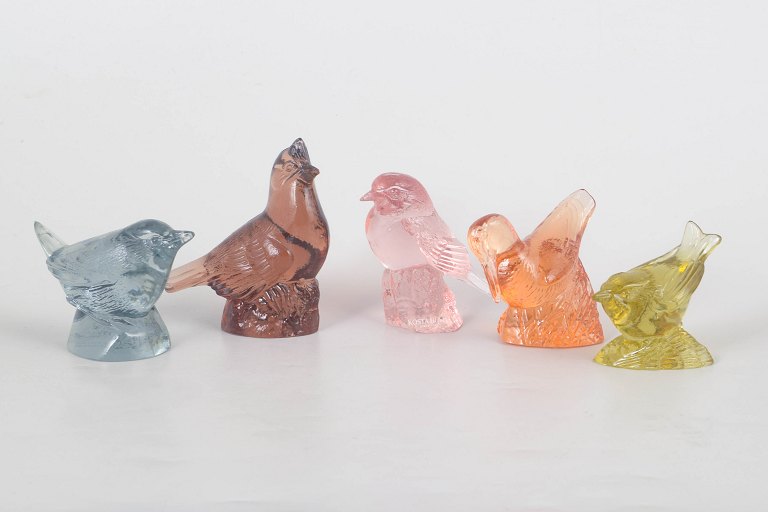 Paul Hoff for Kosta Boda, set of five bird figurines.