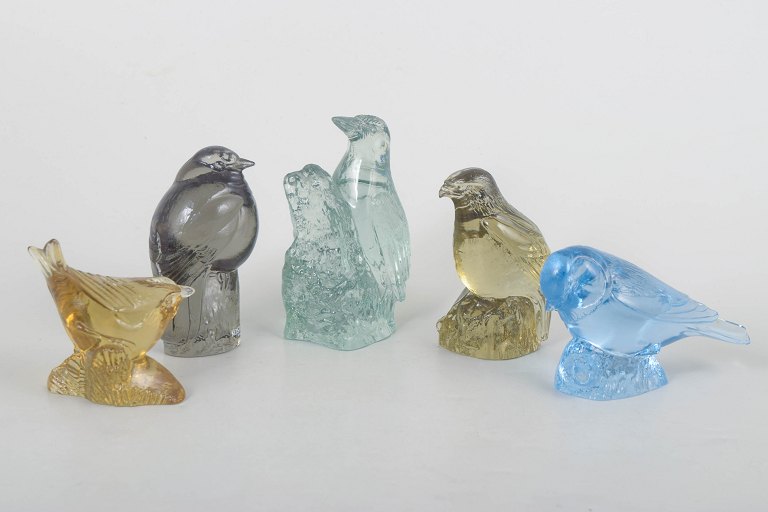 Paul Hoff for Kosta Boda, set of five bird figurines.