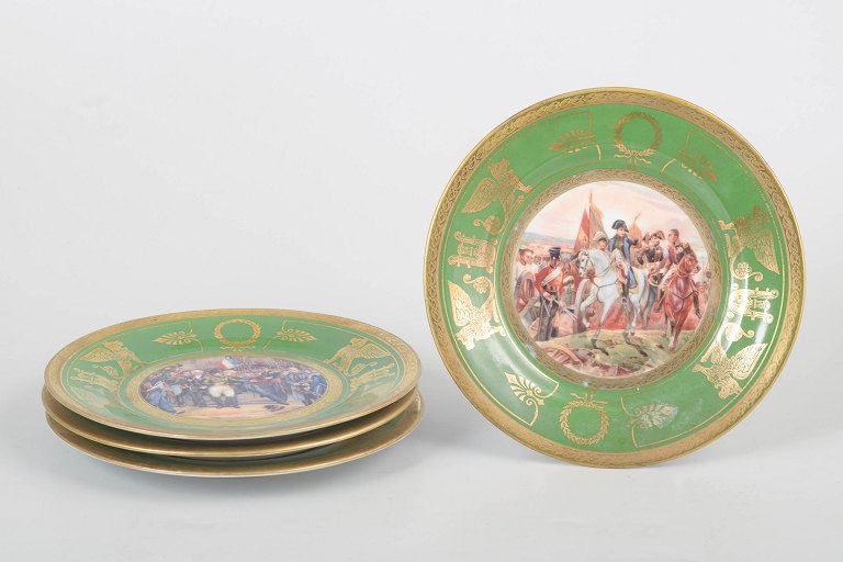 Capodimonte, set of four dishes with Napoleon scenes.
