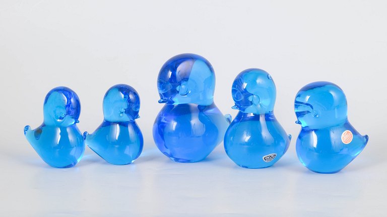 Josef Marcolin for FM Ronneby, set of five duck figurines.