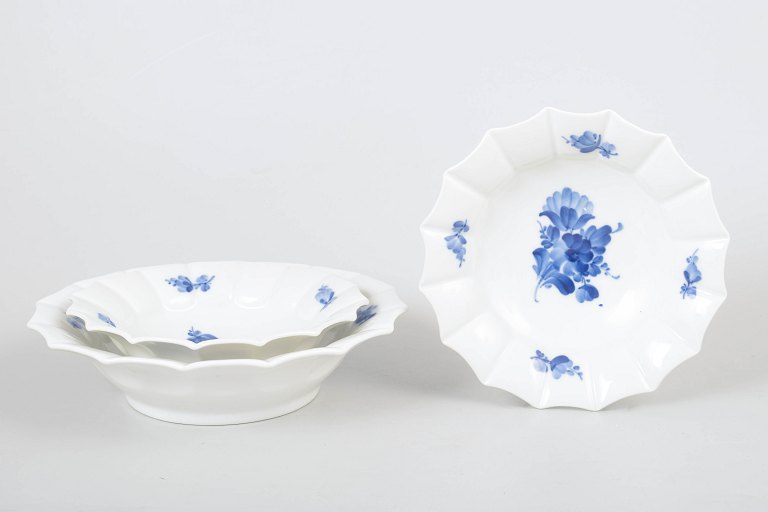 Royal Copenhagen Blue Flower Angular, set of three bowls.