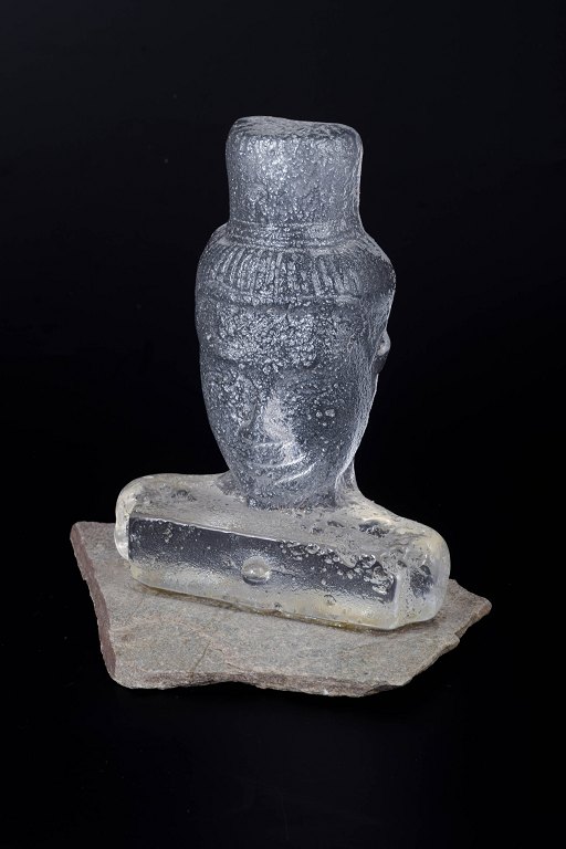 Georgianna Kralli, glass sculpture with stone base.