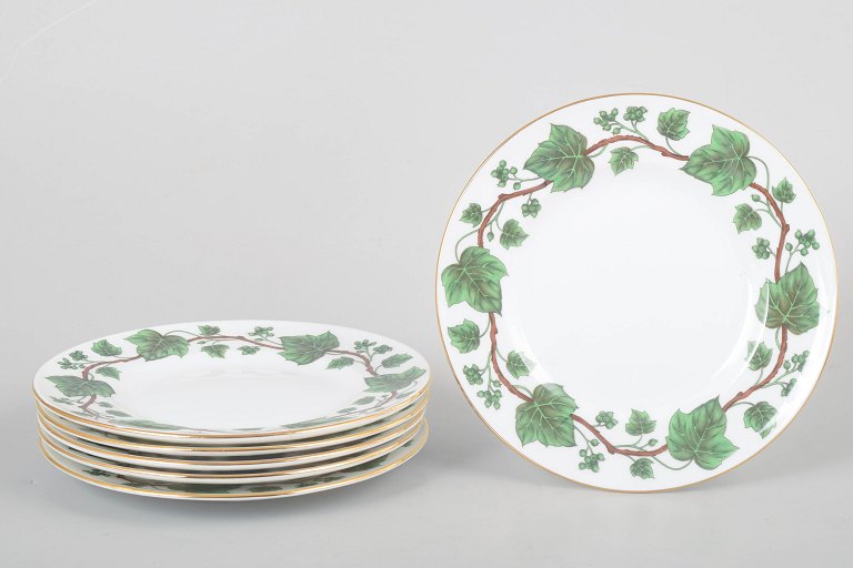 Staffordshire England, set of six cake plates "Ivy Leaves".