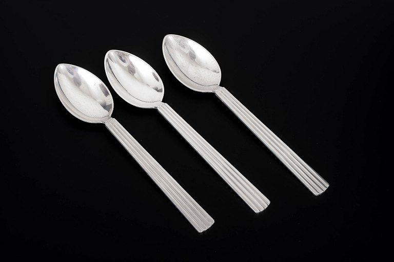 Georg Jensen Bernadotte, set of three large teaspoons.