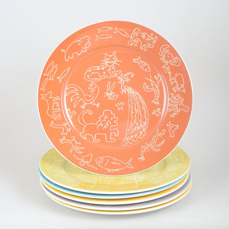 Javier Mariscal for Bidasoa, set of six large dinner plates.