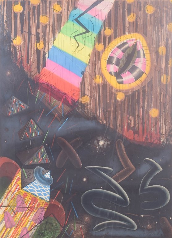 Guy Roussille, "La Tempête", farvelitografi, listet fransk kunstner.