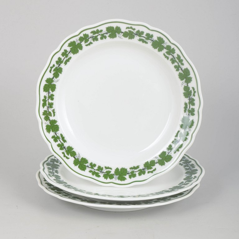 Meissen Vine Leaf Pattern, set of three lunch plates.
